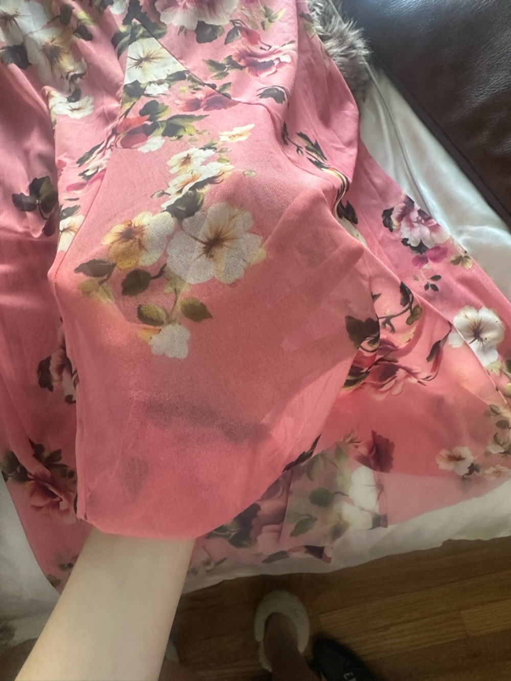 Zara Pink Sheer Floral Maxi Skirt - Picture 2 of 5